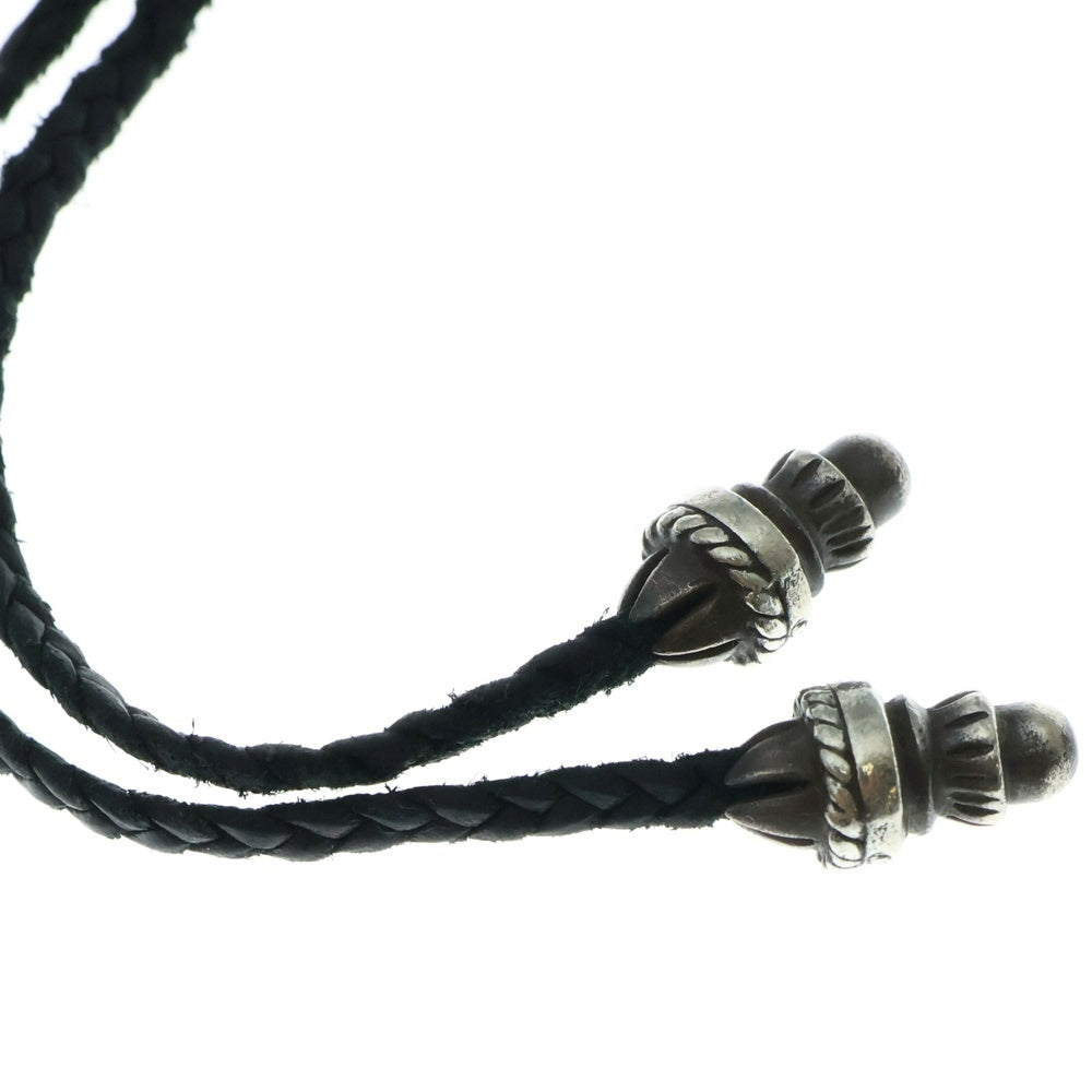 CHROME HEARTS(クロムハーツ) CH CRS LG BC ラージCHクロスペンダント Wボロチップ レザーブレイドネックレス シルバー BCA214