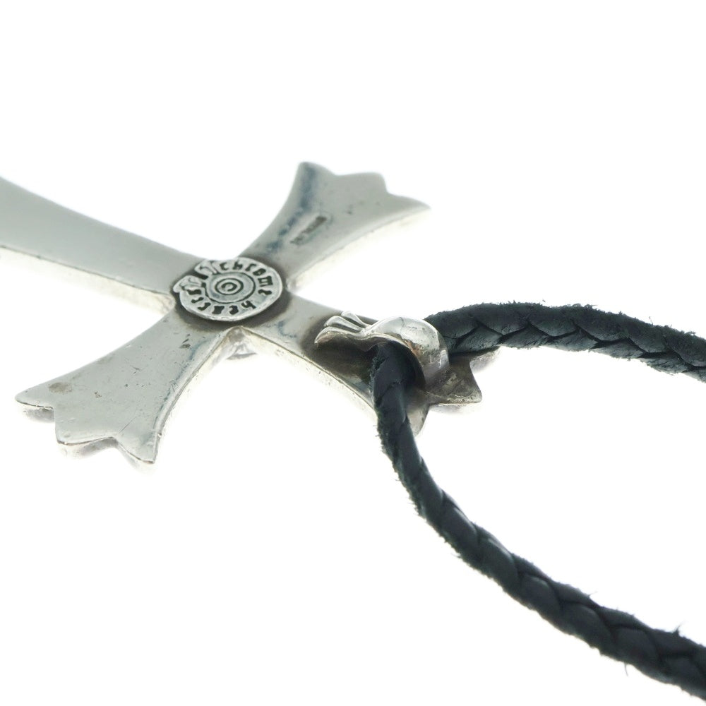 CHROME HEARTS(クロムハーツ) CH CRS LG BC ラージCHクロスペンダント Wボロチップ レザーブレイドネックレス シルバー BCA214