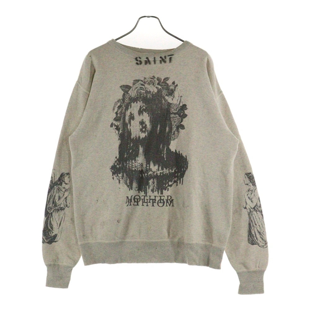 SAINT MICHAEL(セントマイケル) 23SS×KOSUKE KAWAMURA Sweat コウスケ カワムラ加工 クルーネック スウェット トレーナー アイボリー SM-S23-0000-095