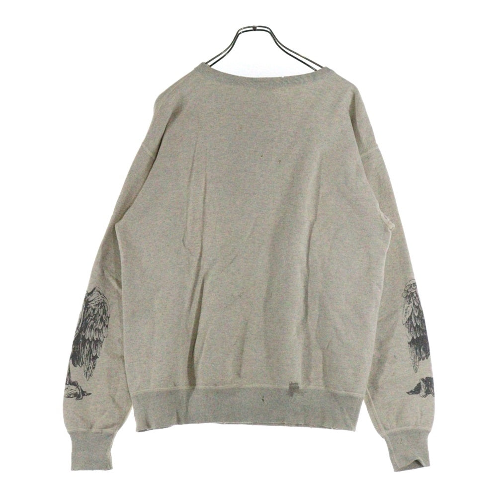 SAINT MICHAEL(セントマイケル) 23SS×KOSUKE KAWAMURA Sweat コウスケ カワムラ加工 クルーネック スウェット トレーナー アイボリー SM-S23-0000-095