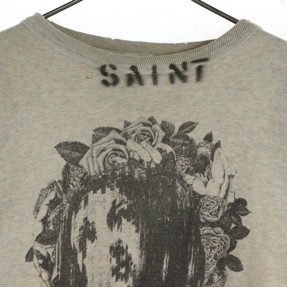 SAINT MICHAEL(セントマイケル) 23SS×KOSUKE KAWAMURA Sweat コウスケ カワムラ加工 クルーネック スウェット トレーナー アイボリー SM-S23-0000-095