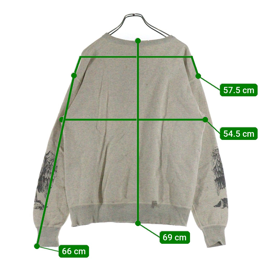 SAINT MICHAEL(セントマイケル) 23SS×KOSUKE KAWAMURA Sweat コウスケ カワムラ加工 クルーネック スウェット トレーナー アイボリー SM-S23-0000-095