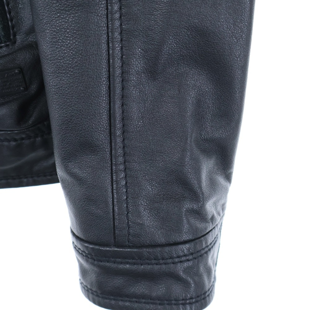 DIESEL INDUSTRY(ディーゼルインダストリー) Cowhide Leather Jacket キルティングショルダーデザイン ジップアップ カウレザージャケット ライダースジャケット ブラック 00E8F202