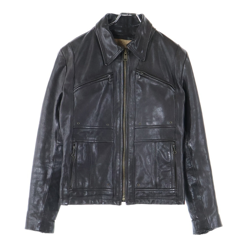 AVIREX(アヴィレックス) Single Riders Jacket フロントジップアップ シングルライダースジャケット カウレザージャケット ブラック 6101011