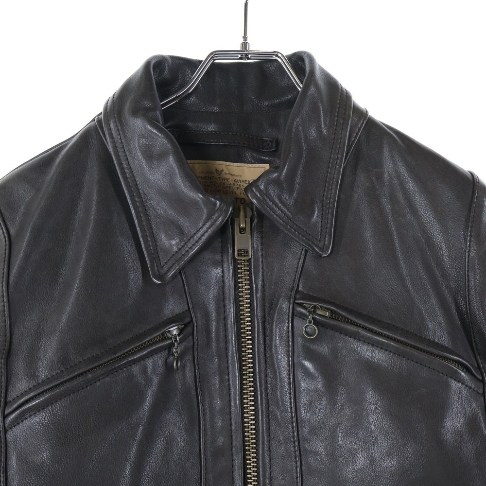 AVIREX(アヴィレックス) Single Riders Jacket フロントジップアップ シングルライダースジャケット カウレザージャケット ブラック 6101011