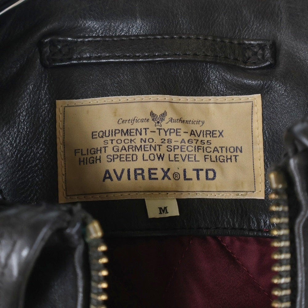 AVIREX(アヴィレックス) Single Riders Jacket フロントジップアップ シングルライダースジャケット カウレザージャケット ブラック 6101011