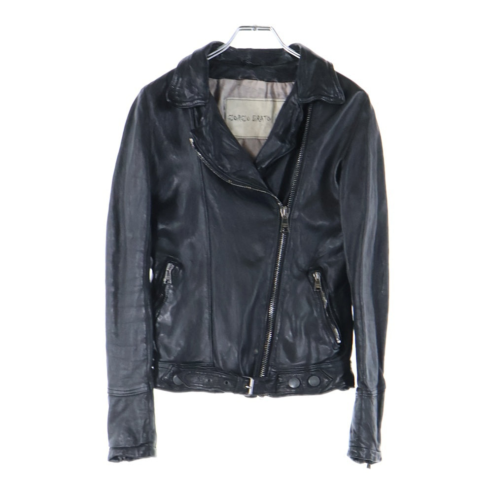 GIORGIO BRATO(ジョルジオブラット) Lamb Single Riders Jacket フロントジップアップ シングルライダースジャケット ラムレザージャケット ブラック 963778