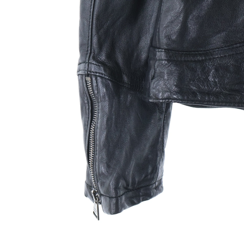 GIORGIO BRATO(ジョルジオブラット) Lamb Single Riders Jacket フロントジップアップ シングルライダースジャケット ラムレザージャケット ブラック 963778
