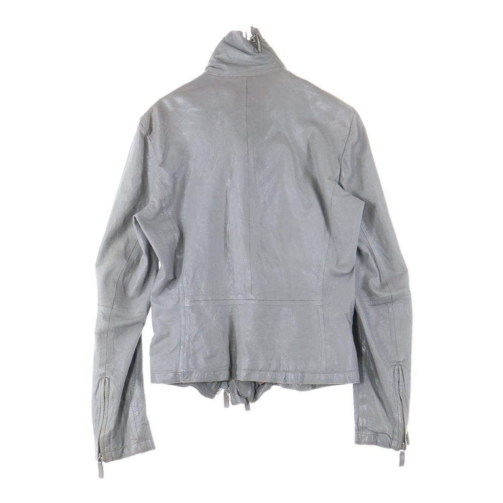 GIORGIO ARMANI(ジョルジオアルマーニ) Lamb Single Riders Jacket フロントジップアップ シングルライダースジャケット ラムレザージャケット グレー J1B03P J1P04
