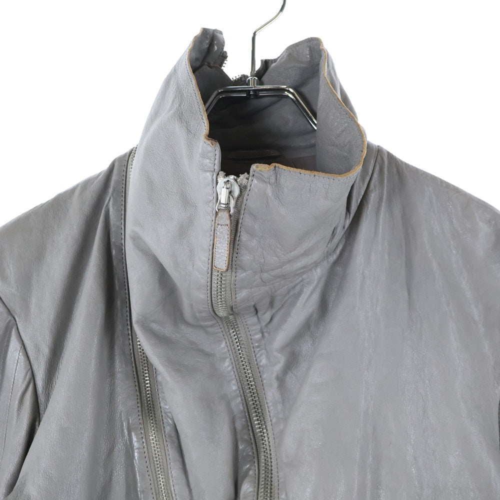 GIORGIO ARMANI(ジョルジオアルマーニ) Lamb Single Riders Jacket フロントジップアップ シングルライダースジャケット ラムレザージャケット グレー J1B03P J1P04