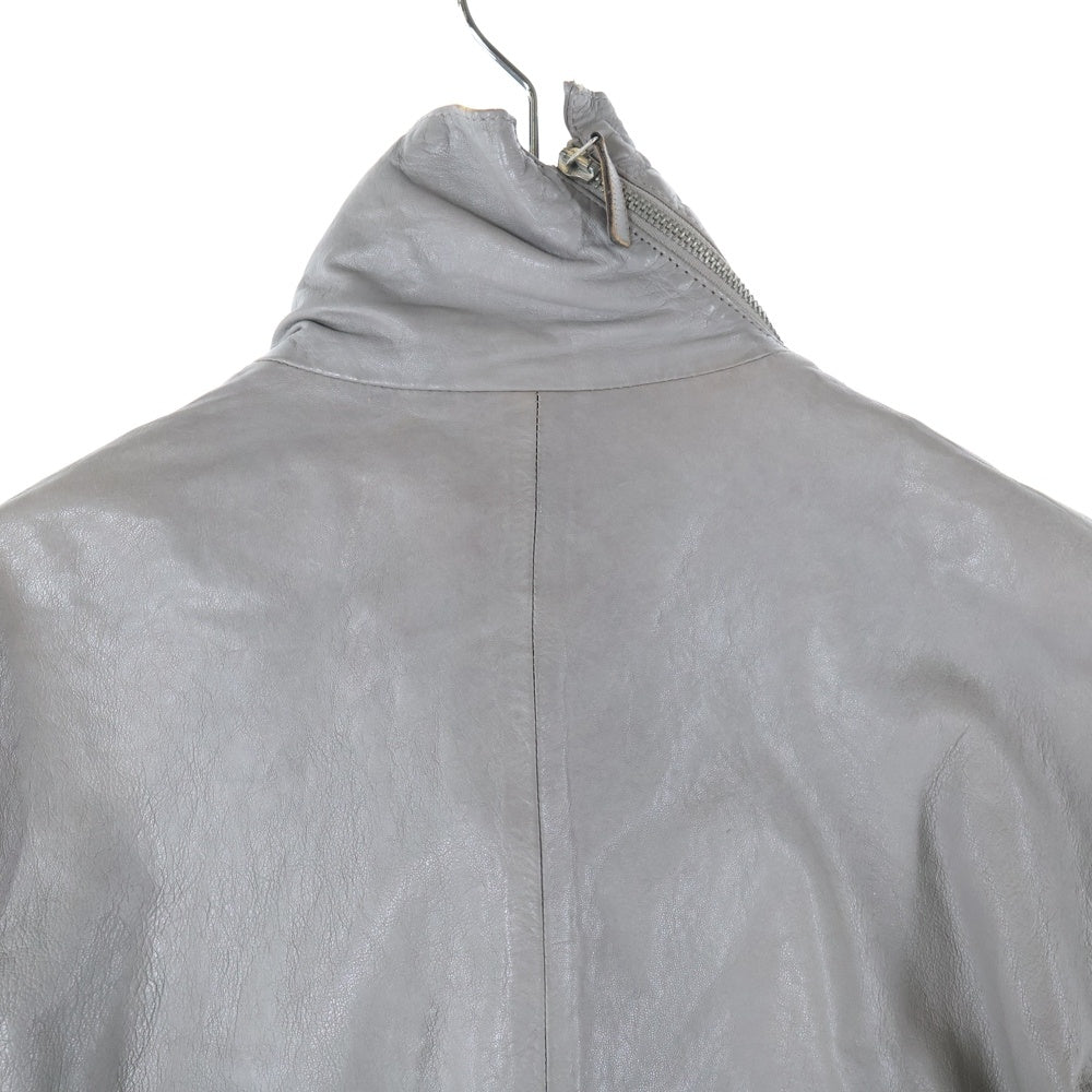 GIORGIO ARMANI(ジョルジオアルマーニ) Lamb Single Riders Jacket フロントジップアップ シングルライダースジャケット ラムレザージャケット グレー J1B03P J1P04