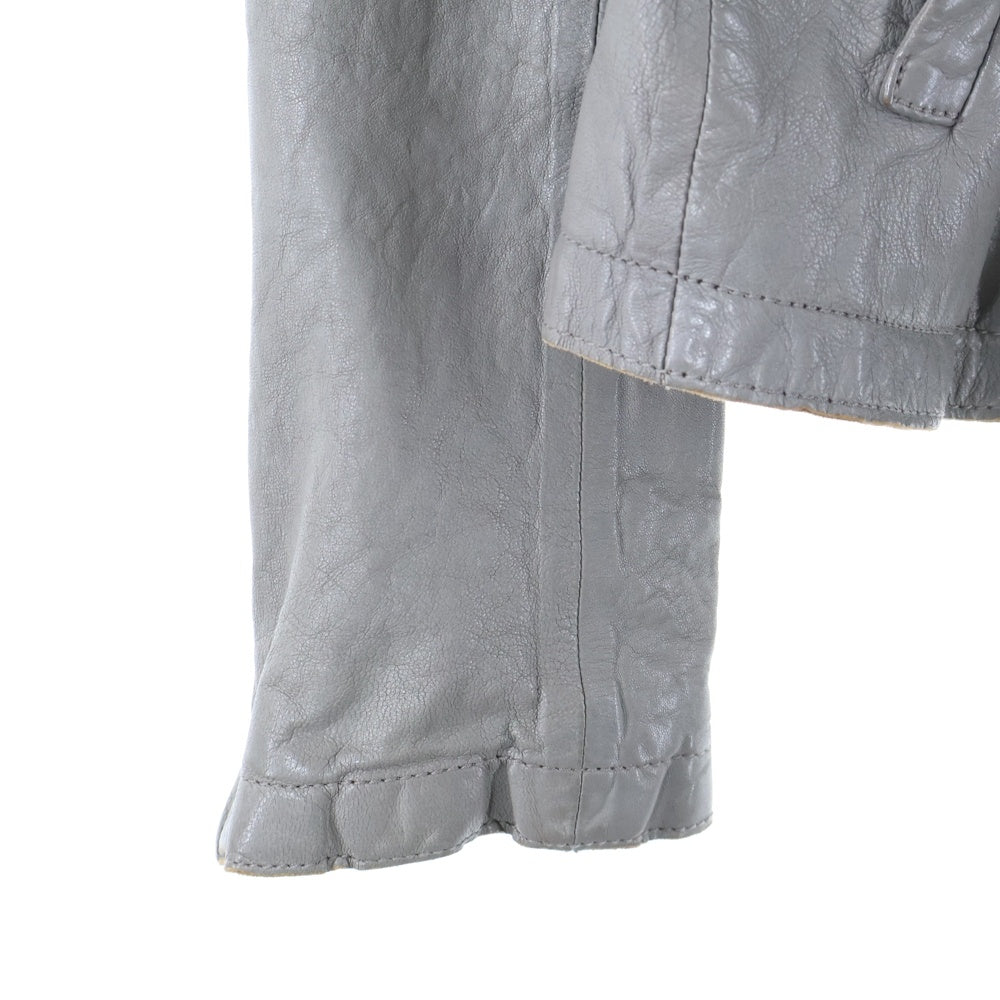 GIORGIO ARMANI(ジョルジオアルマーニ) Lamb Single Riders Jacket フロントジップアップ シングルライダースジャケット ラムレザージャケット グレー J1B03P J1P04