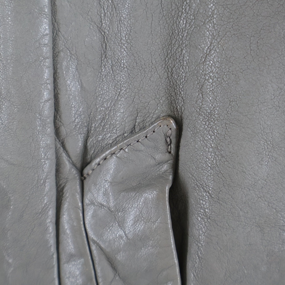 GIORGIO ARMANI(ジョルジオアルマーニ) Lamb Single Riders Jacket フロントジップアップ シングルライダースジャケット ラムレザージャケット グレー J1B03P J1P04