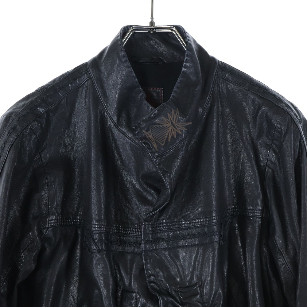 MARITHE FRANCOIS GIRBAUD(マリテフランソワジルボー) Lamb Leather Jacket ラムレザージャケット ブラック レディース F7-4668