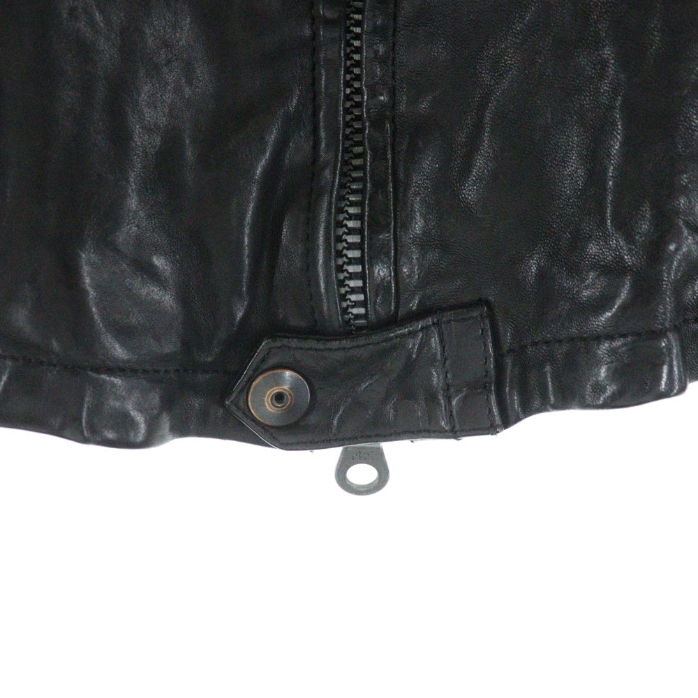 ISAMU KATAYAMA BACKLASH(イサムカタヤマバックラッシュ) Single Rider Jacket フロントジップアップ シングルライダースジャケット カウレザージャケット ブラック 1447-01