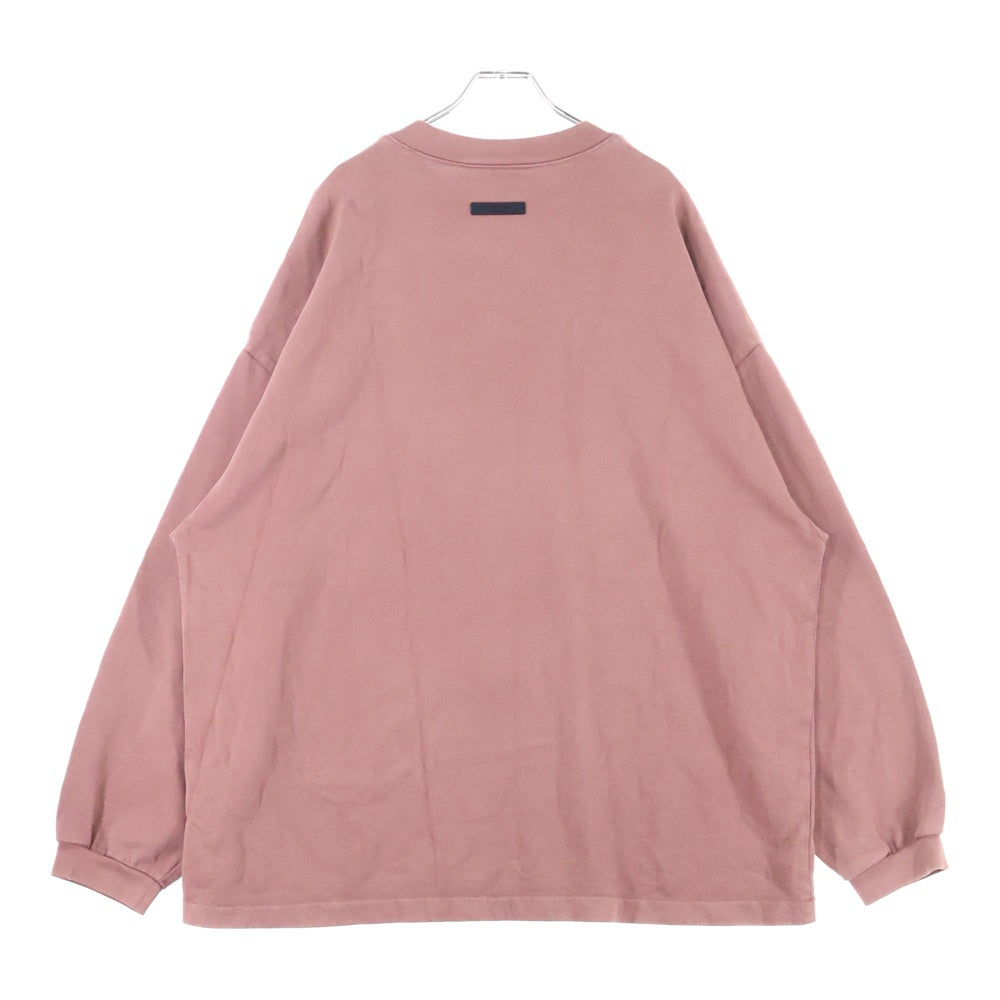 FEAR OF GOD ESSENTIALS(フィアオブゴッド エッセンシャルズ) HEAVY LONG SLEEVE TEE フロントロゴプリント オーバーサイズ クルーネック長袖Tシャツ レッド