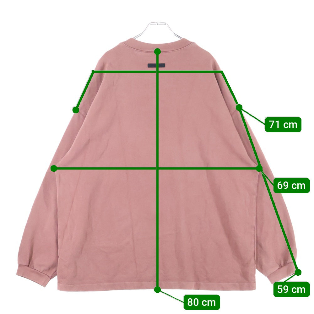 FEAR OF GOD ESSENTIALS(フィアオブゴッド エッセンシャルズ) HEAVY LONG SLEEVE TEE フロントロゴプリント オーバーサイズ クルーネック長袖Tシャツ レッド