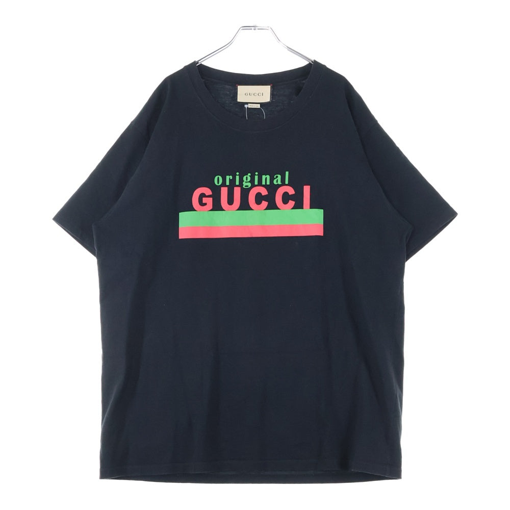 GUCCI(グッチ) 20SS Original Gucci Print Oversize Tee オリジナルロゴプリントオーバーサイズ半袖Tシャツ 616036 XJCOQ ブラック