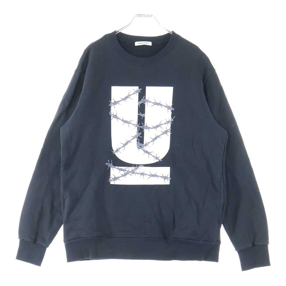 UNDERCOVER(アンダーカバー) 24AW SWEAT Wired U 有刺鉄線Uロゴ クルーネック長袖スウェットトレーナー ブラック UP2D4804-2