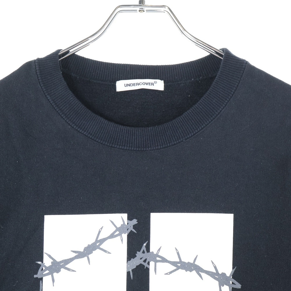 UNDERCOVER(アンダーカバー) 24AW SWEAT Wired U 有刺鉄線Uロゴ クルーネック長袖スウェットトレーナー ブラック UP2D4804-2