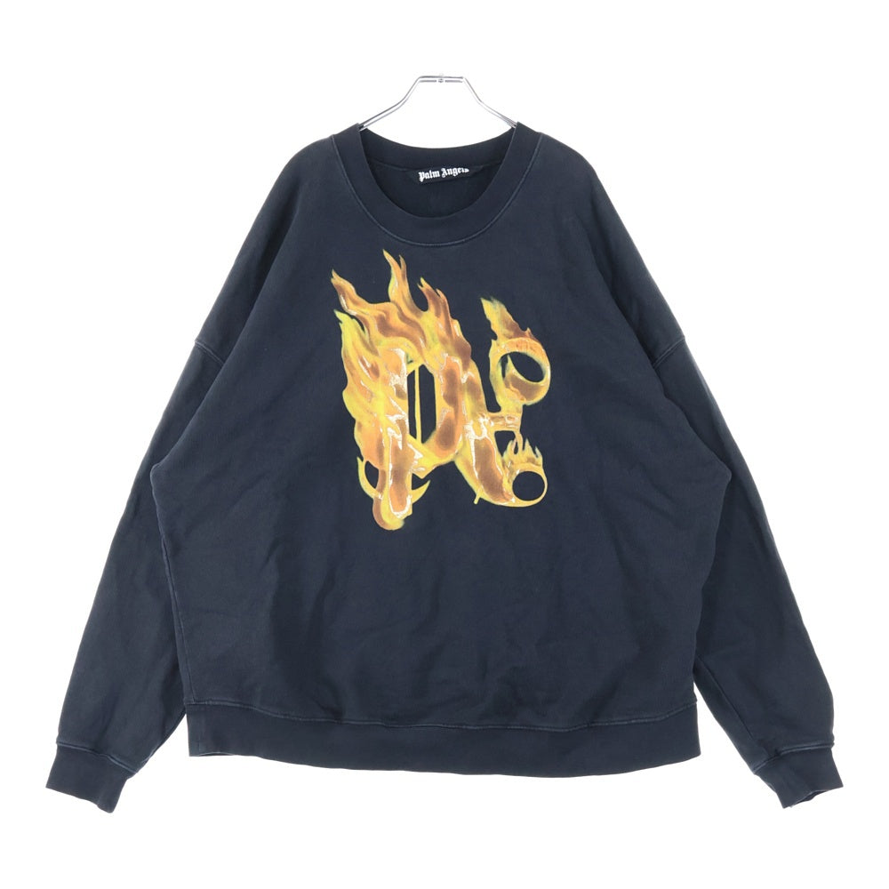 Palm Angels(パームエンジェルス) 24SS BURNING MONOGRAM SWEATSHIRT バーニングモノグラムスウェットトレーナー ブラック PMBA074R24FLE004
