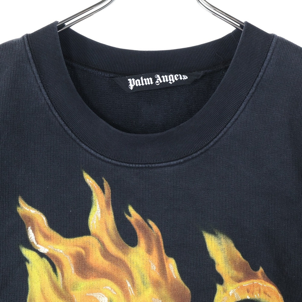 Palm Angels(パームエンジェルス) 24SS BURNING MONOGRAM SWEATSHIRT バーニングモノグラムスウェットトレーナー ブラック PMBA074R24FLE004