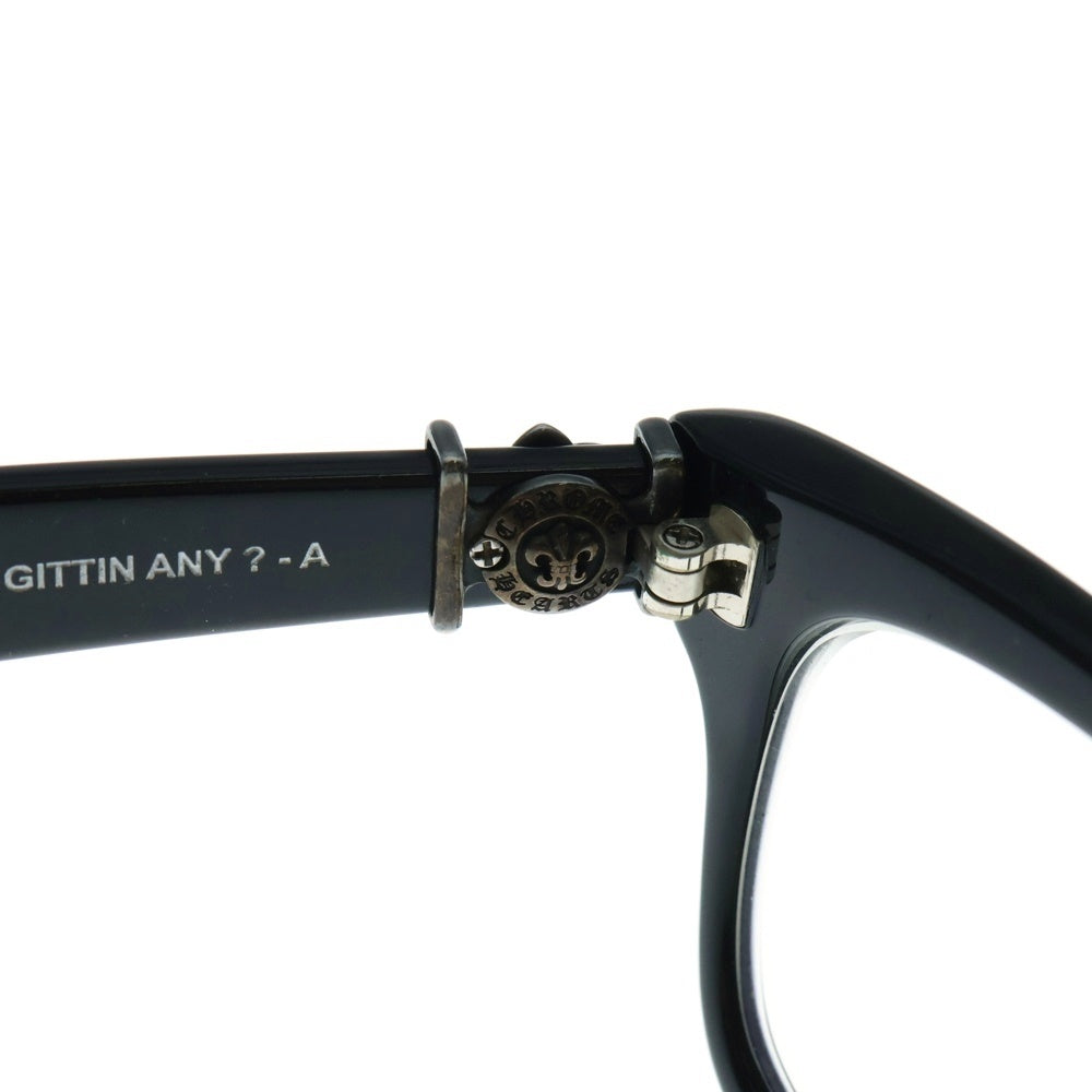 CHROME HEARTS(クロムハーツ) GITTIN ANY ?-A BSフレアフレーム ウェリントンサングラス アイウェア メガネ 眼鏡 度入り ブラック/シルバー 52□19-145