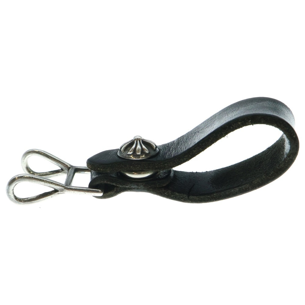 CHROME HEARTS(クロムハーツ) BELT LOOP クロスボールボタンレザーベルトループ シルバー/ブラック BCA397