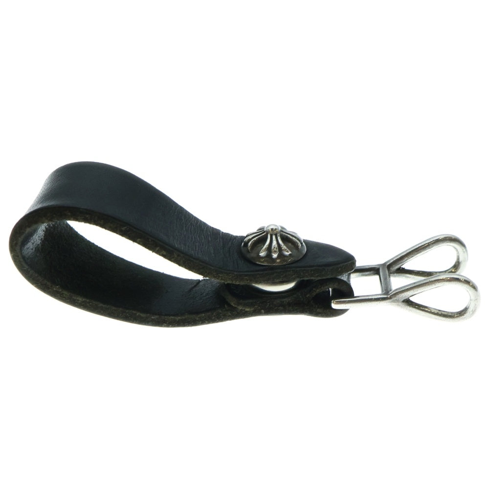 CHROME HEARTS(クロムハーツ) BELT LOOP クロスボールボタンレザーベルトループ シルバー/ブラック BCA397