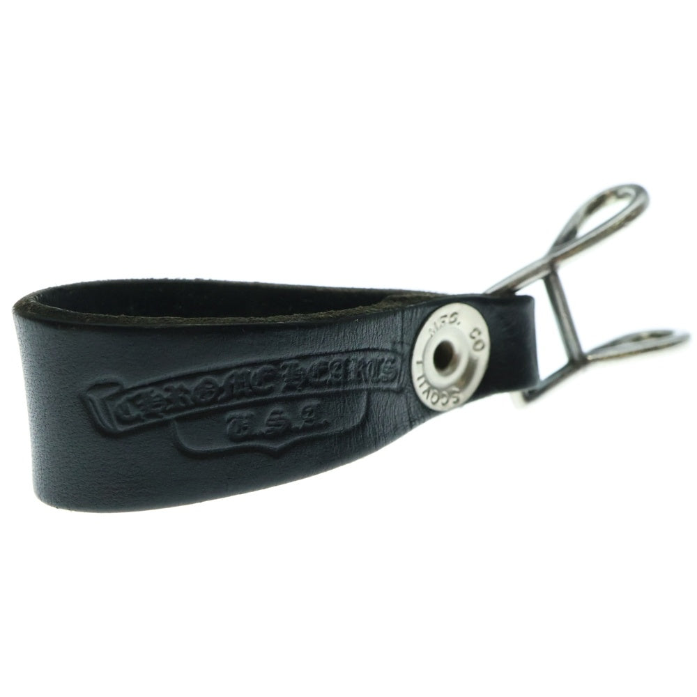 CHROME HEARTS(クロムハーツ) BELT LOOP クロスボールボタンレザーベルトループ シルバー/ブラック BCA397