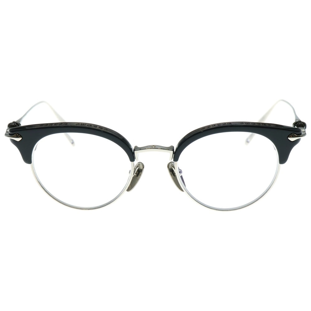 CHROME HEARTS(クロムハーツ) SLUNTRADICTION II クロスボール サーモント ラウンド サングラス メガネ 眼鏡 アイウェア 度入り ブラック/シルバー 48□20‐148