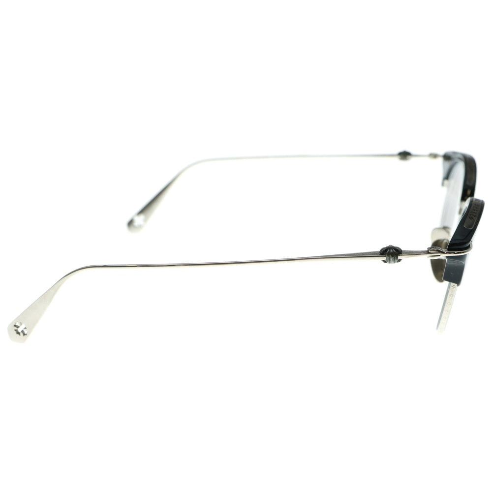 CHROME HEARTS(クロムハーツ) SLUNTRADICTION II クロスボール サーモント ラウンド サングラス メガネ 眼鏡 アイウェア 度入り ブラック/シルバー 48□20‐148