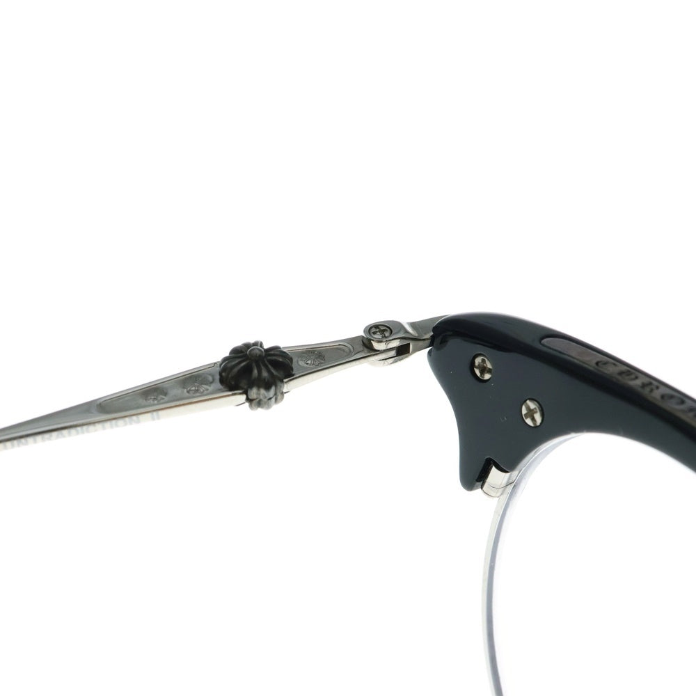 CHROME HEARTS(クロムハーツ) SLUNTRADICTION II クロスボール サーモント ラウンド サングラス メガネ 眼鏡 アイウェア 度入り ブラック/シルバー 48□20‐148