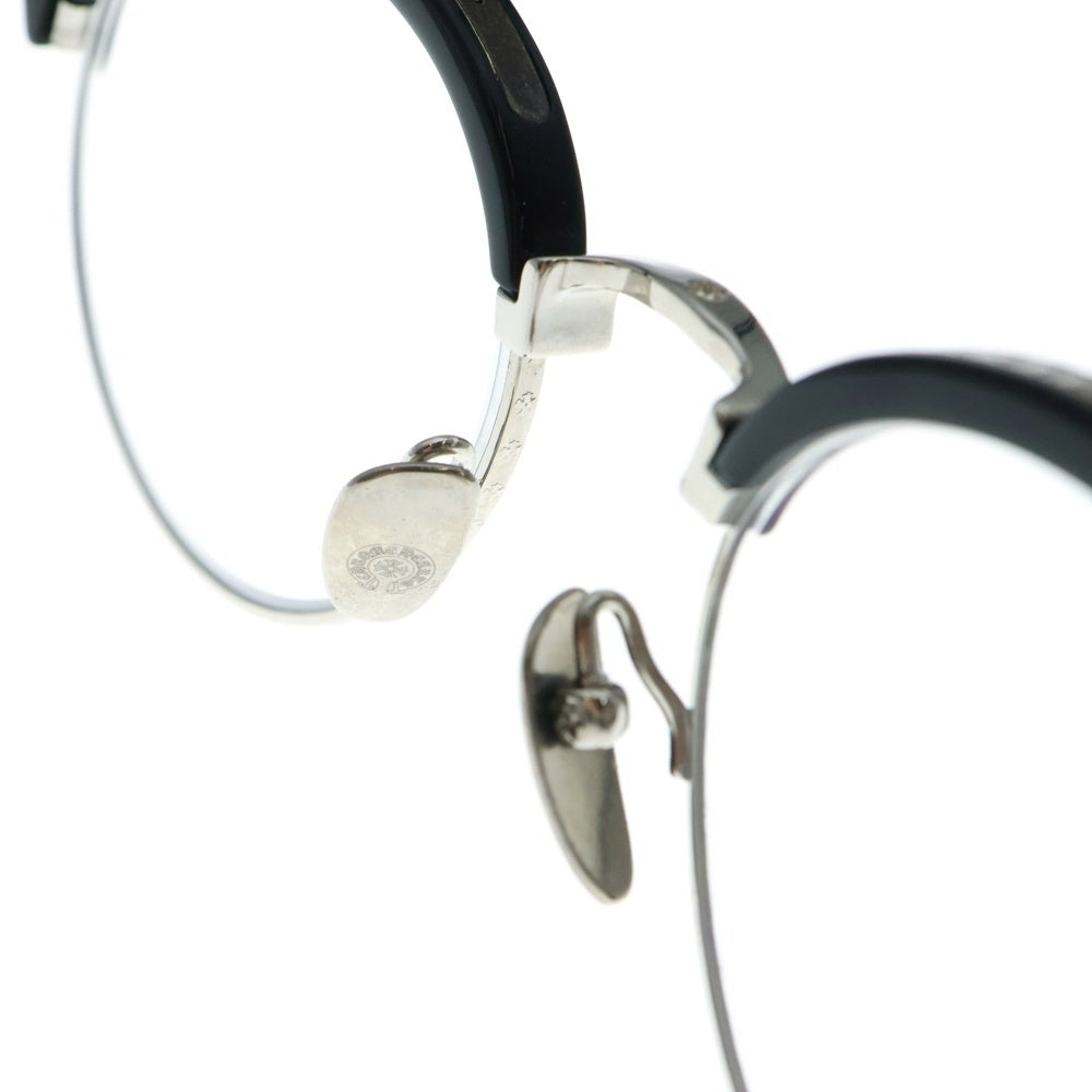 CHROME HEARTS(クロムハーツ) SLUNTRADICTION II クロスボール サーモント ラウンド サングラス メガネ 眼鏡 アイウェア 度入り ブラック/シルバー 48□20‐148