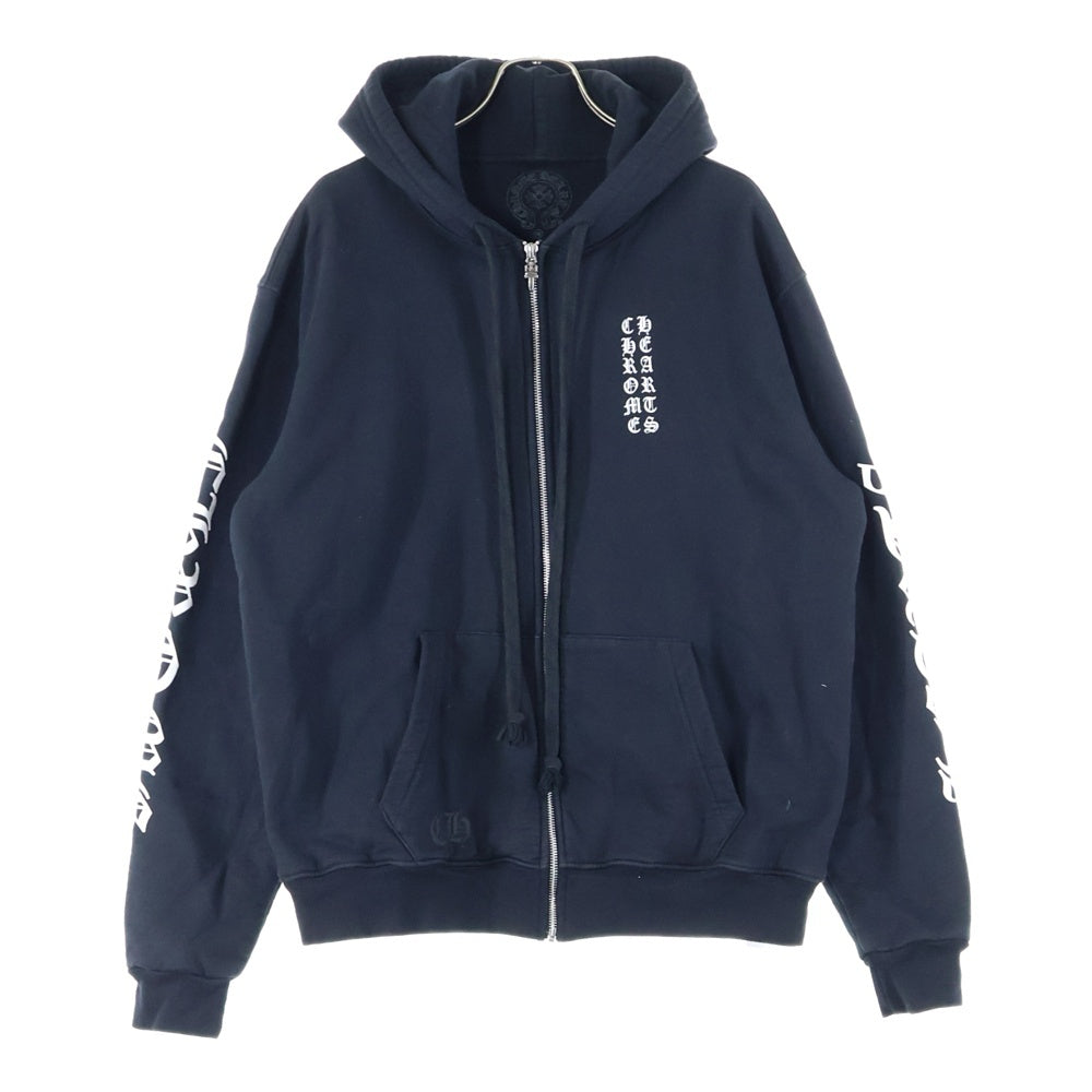 CHROME HEARTS(クロムハーツ) SWTSHRT HD ZIP 裏地サーマル アーム英字プリント ダガージップパーカー フーディ ブラック