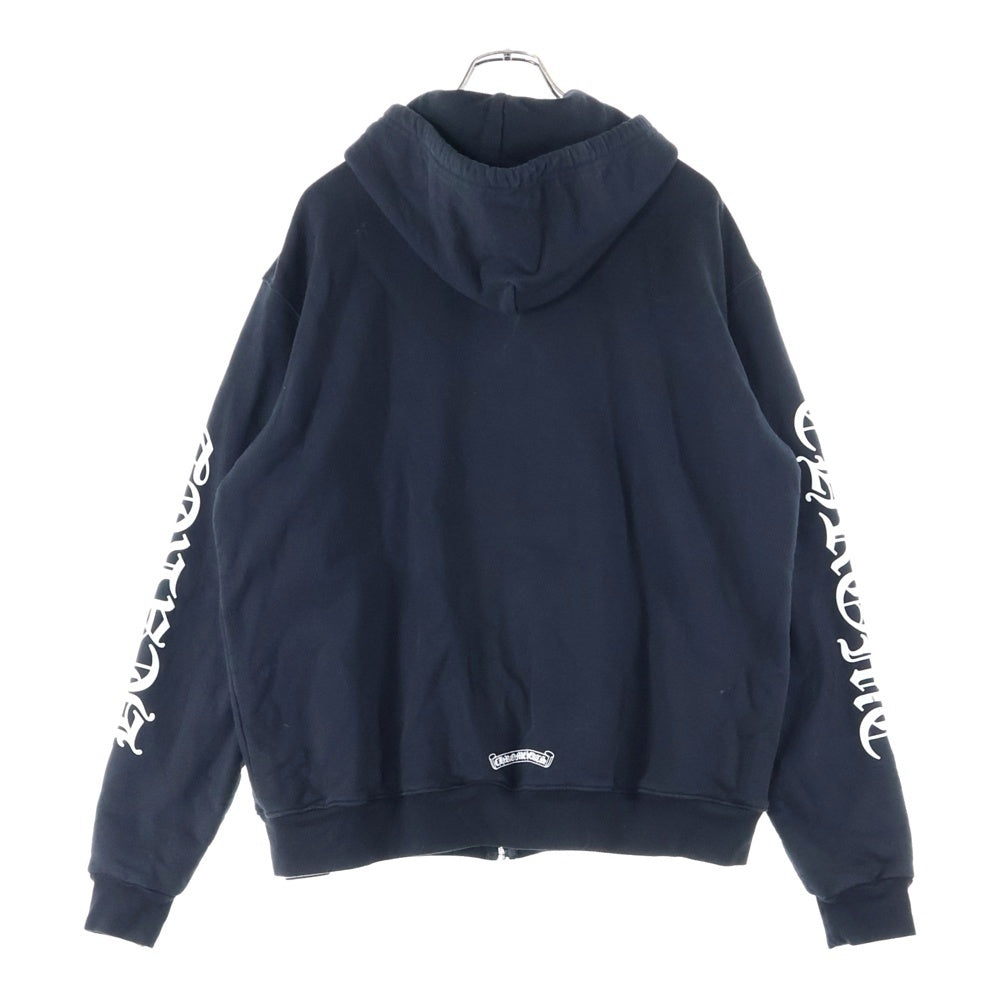 CHROME HEARTS(クロムハーツ) SWTSHRT HD ZIP 裏地サーマル アーム英字プリント ダガージップパーカー フーディ ブラック