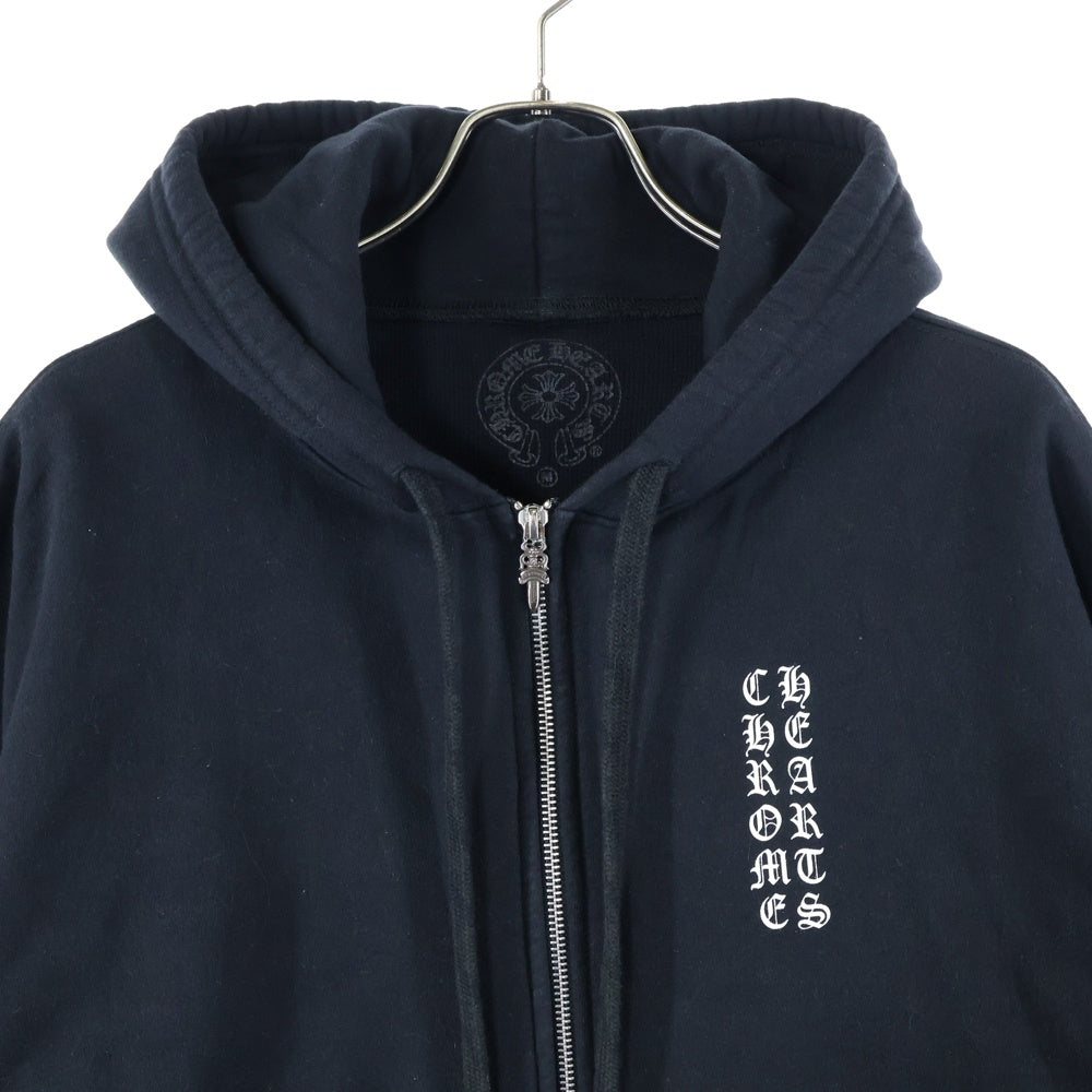 CHROME HEARTS(クロムハーツ) SWTSHRT HD ZIP 裏地サーマル アーム英字プリント ダガージップパーカー フーディ ブラック
