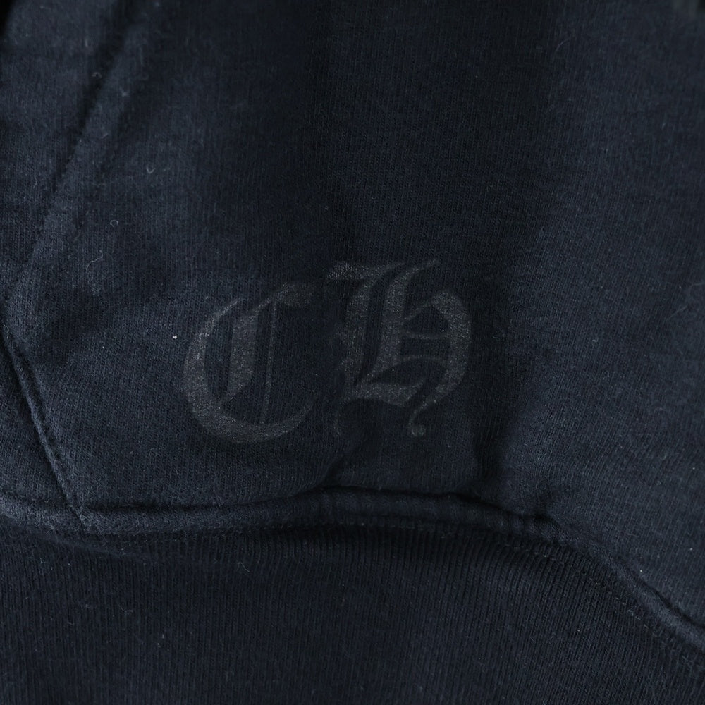 CHROME HEARTS(クロムハーツ) SWTSHRT HD ZIP 裏地サーマル アーム英字プリント ダガージップパーカー フーディ ブラック