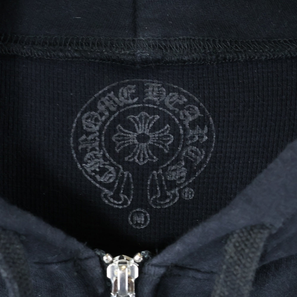 CHROME HEARTS(クロムハーツ) SWTSHRT HD ZIP 裏地サーマル アーム英字プリント ダガージップパーカー フーディ ブラック