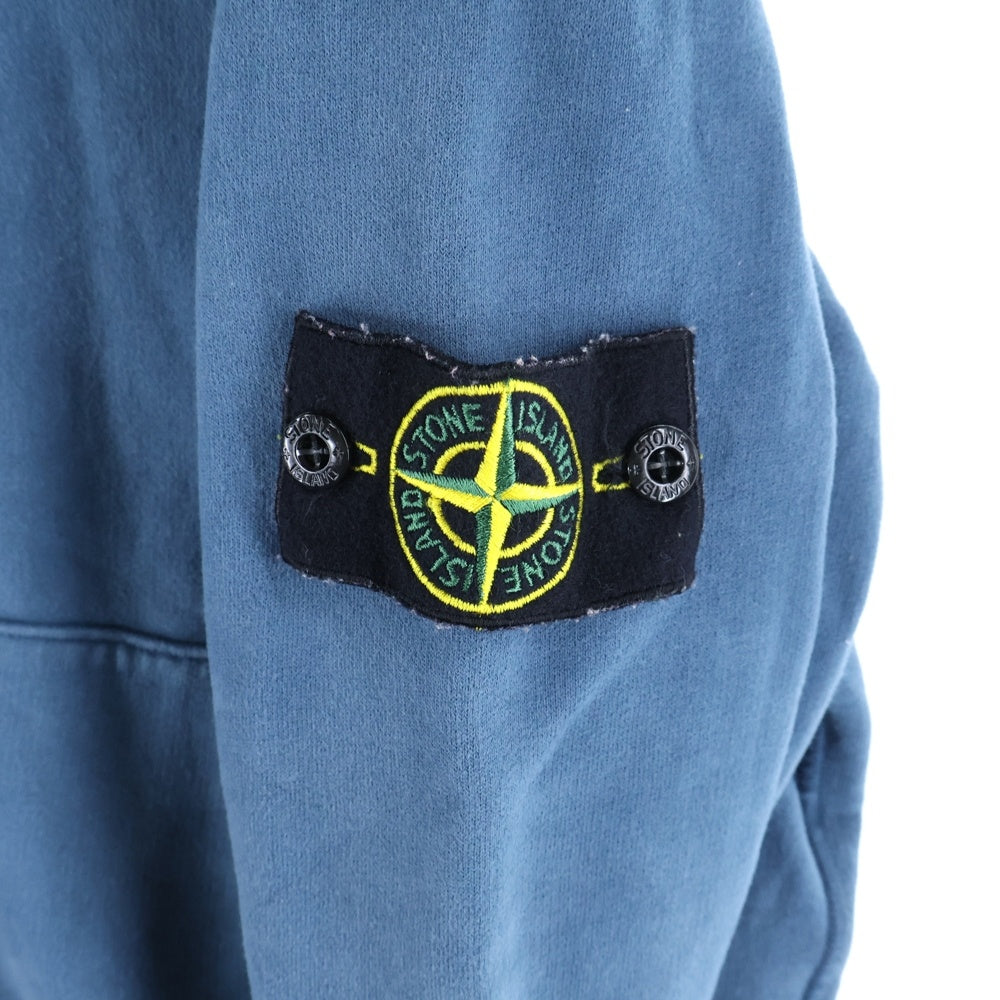 STONE ISLAND(ストーンアイランド) BRUSHED COTTON FLEECE 751564120 ロゴパッチ プルオーバーパーカー フーディ ブルー