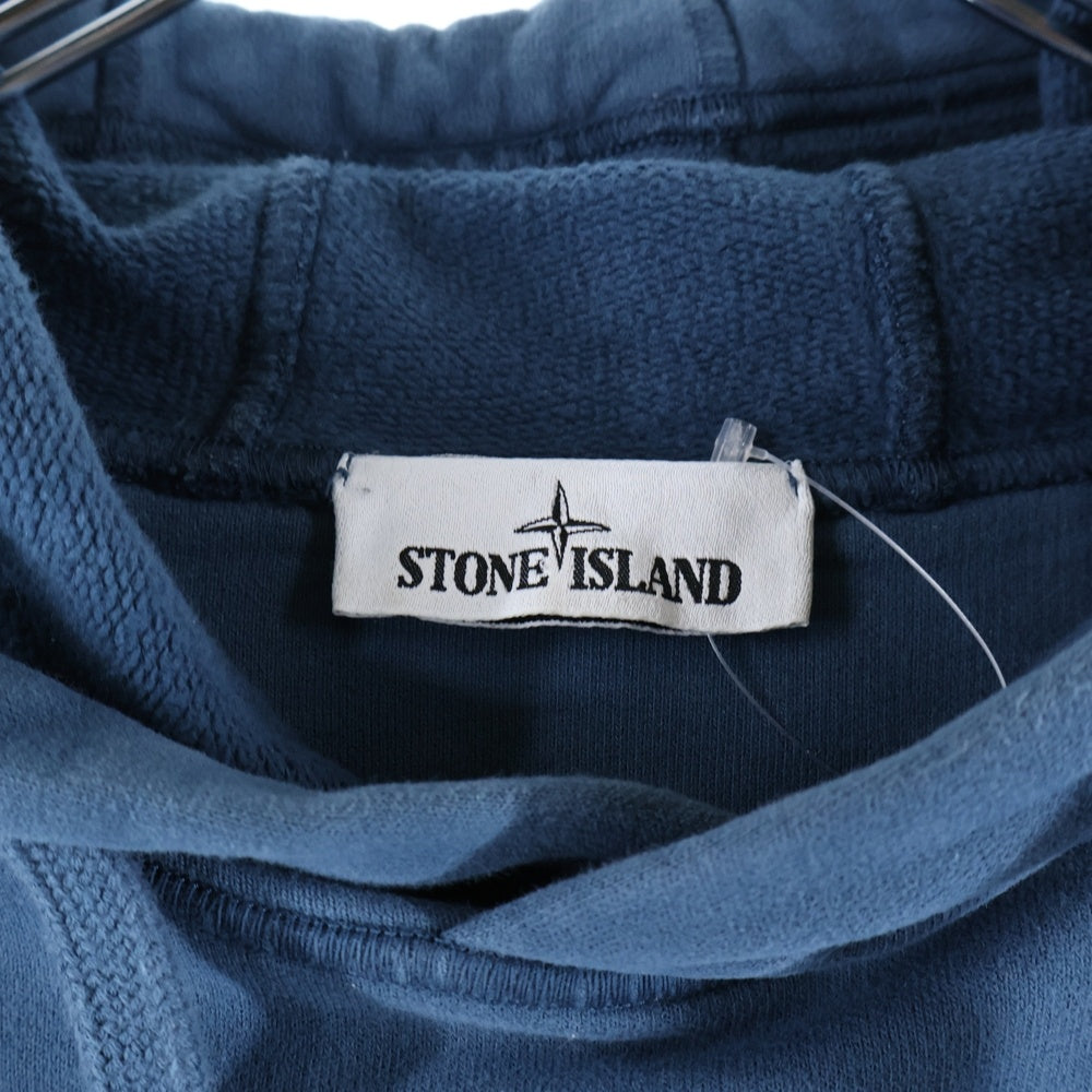 STONE ISLAND(ストーンアイランド) BRUSHED COTTON FLEECE 751564120 ロゴパッチ プルオーバーパーカー フーディ ブルー