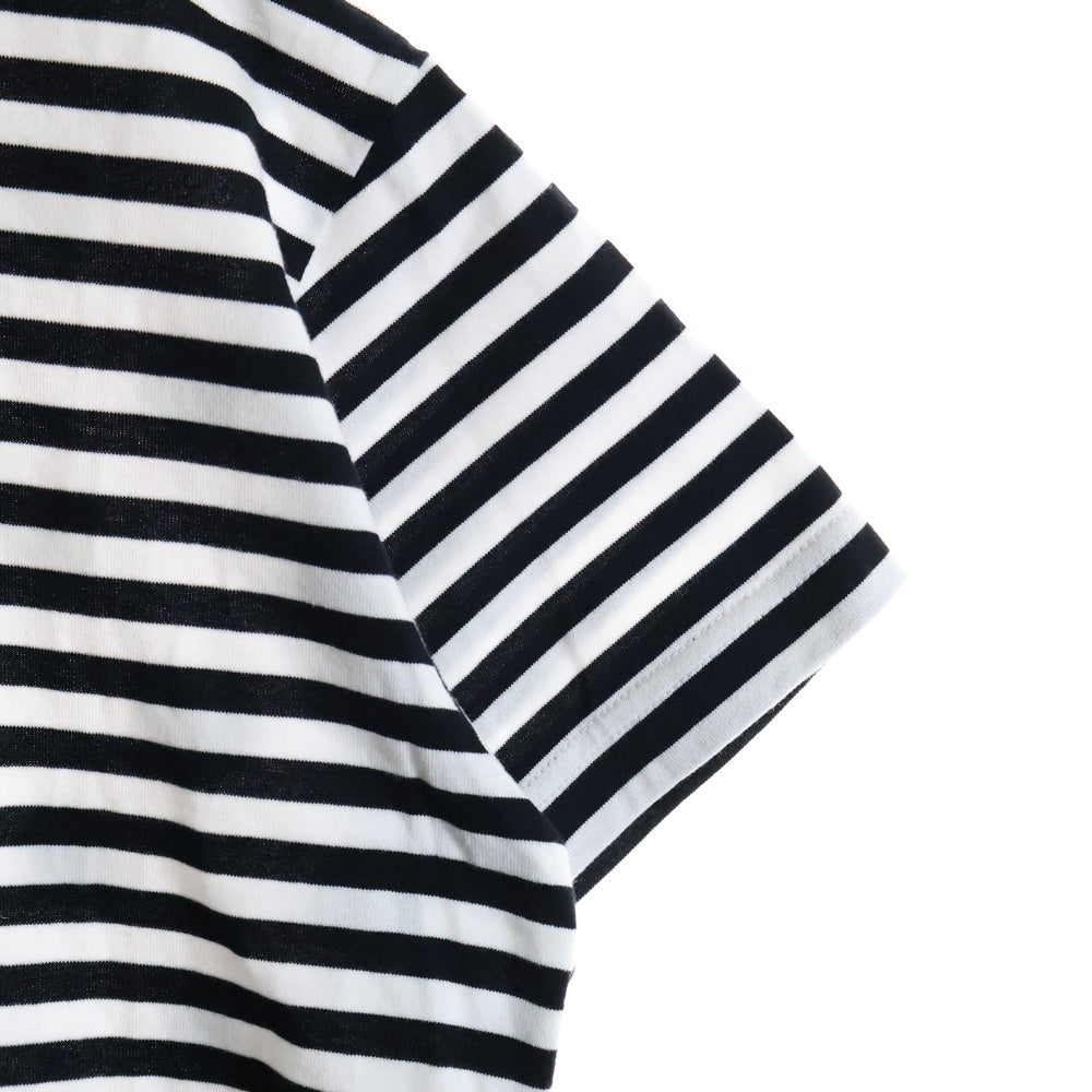 TAO COMME des GARCONS(タオコムデギャルソン) 綿ボーダー天竺 綿天竺水玉プリント クルーネック半袖Tシャツカットソー レディース ブラック/ホワイト TM-T024