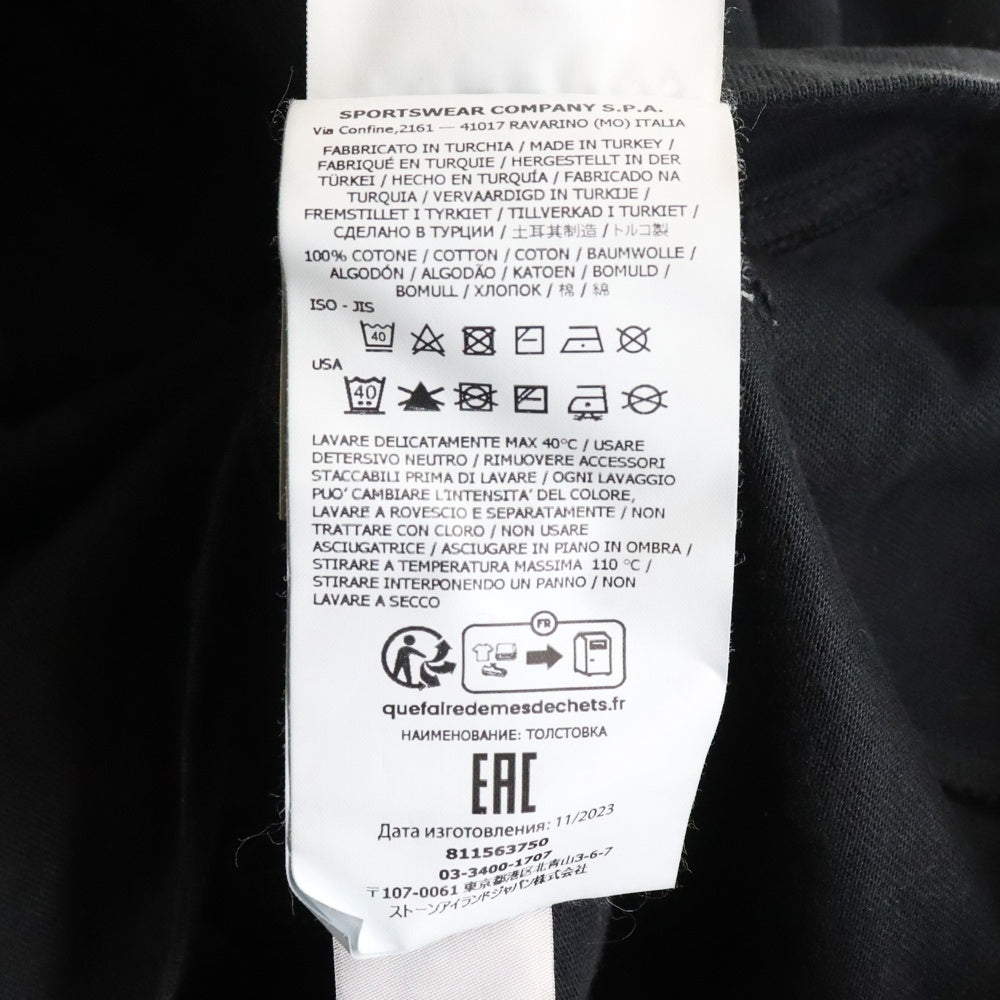 STONE ISLAND(ストーンアイランド) HEAVY COTTON JERSEY SWEAT SHIRT ヘビーコットンジャージー 長袖カットソー 長袖Tシャツ ロングスリーブカットソー ロンT ブラック 811563750