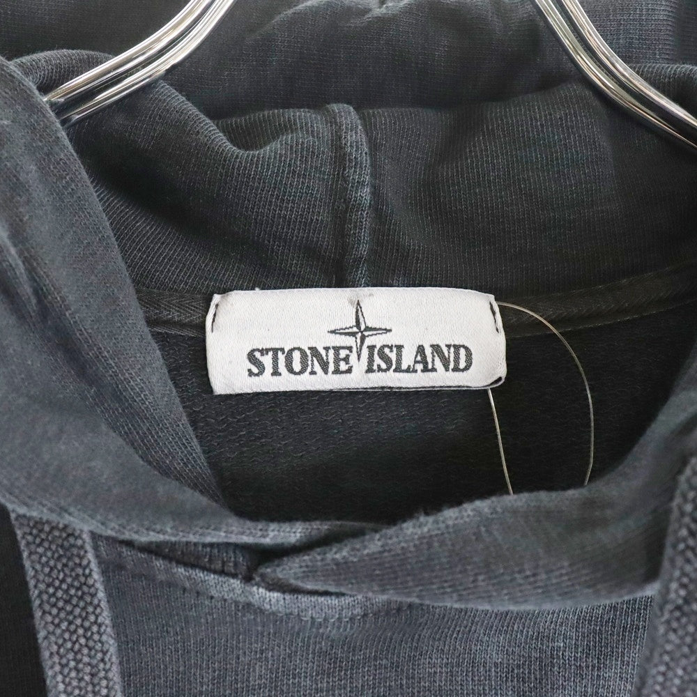 STONE ISLAND(ストーンアイランド) LOGO HOODIE ロゴ刺繍プルオーバースウェットパーカー フーディー ブラック 701561161