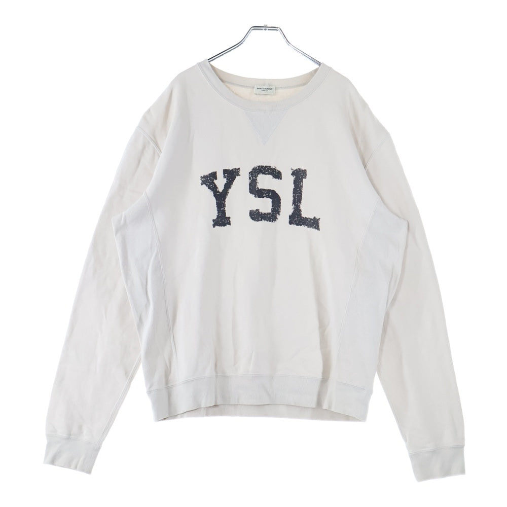 SAINT LAURENT PARIS(サンローランパリ) 21AW YSL フロントロゴ クルーネックスウェットトレーナー アイボリー TO81 666979 Y 36IP 9766