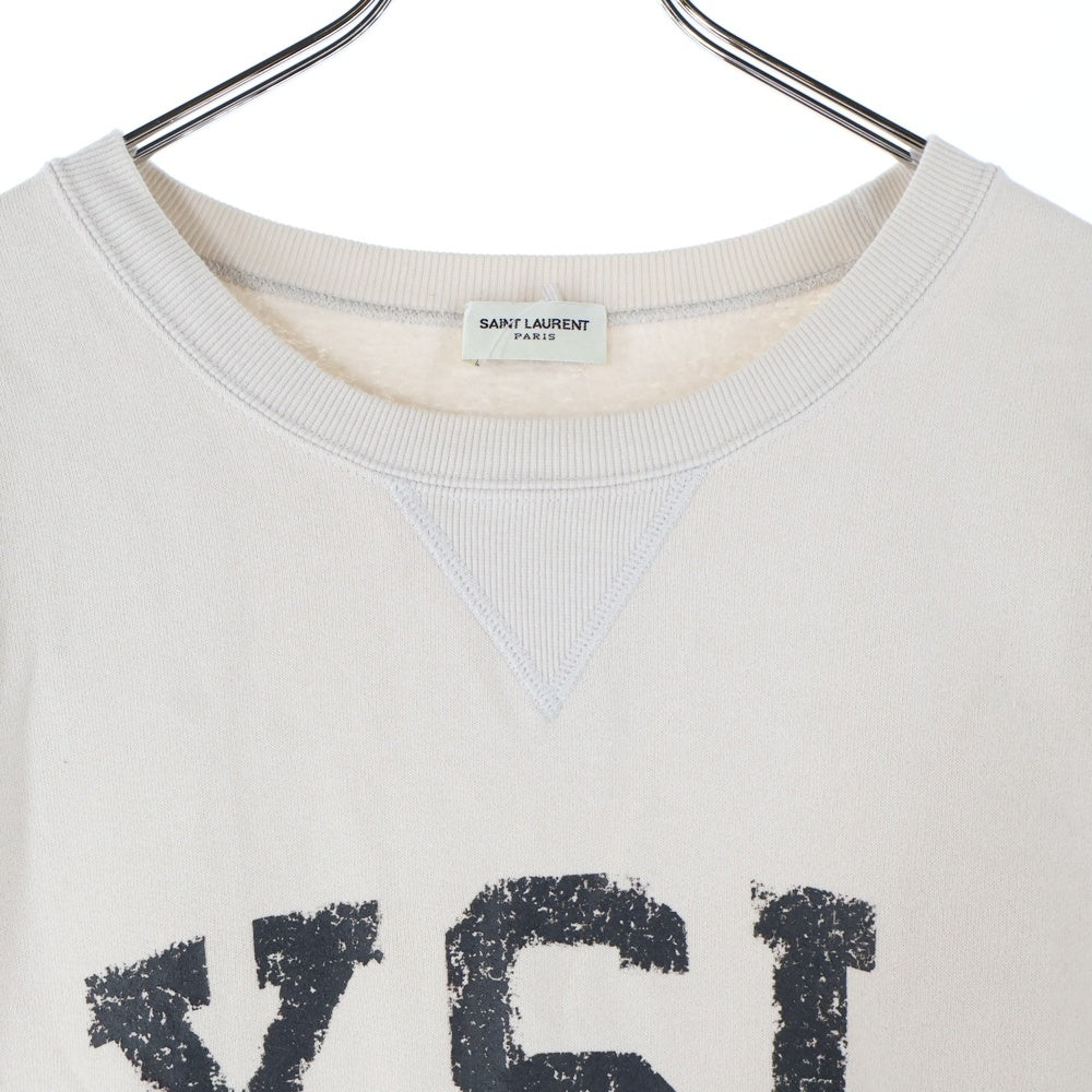 SAINT LAURENT PARIS(サンローランパリ) 21AW YSL フロントロゴ クルーネックスウェットトレーナー アイボリー TO81 666979 Y 36IP 9766