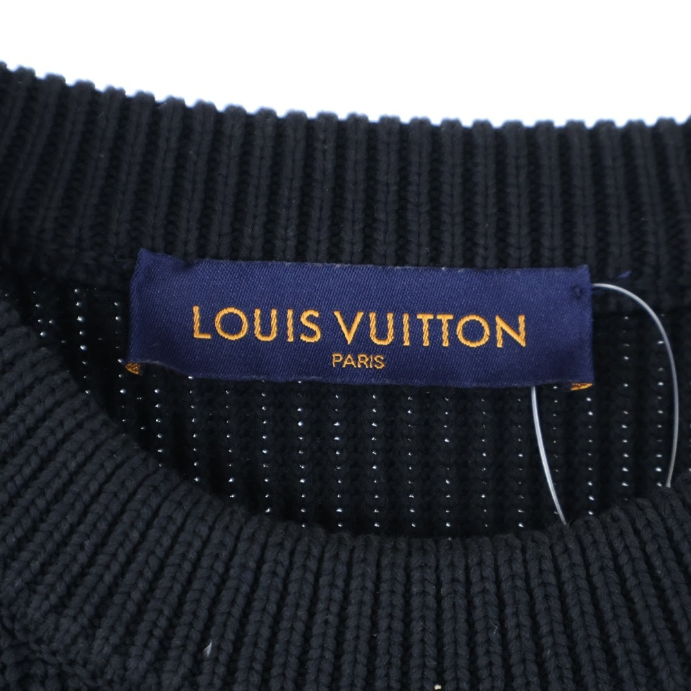 LOUIS VUITTON(ルイヴィトン) 21SS エンブロイダリー ミックスステッチ クルーネックニットセーター ブラック RM211Q TBY HKN45W