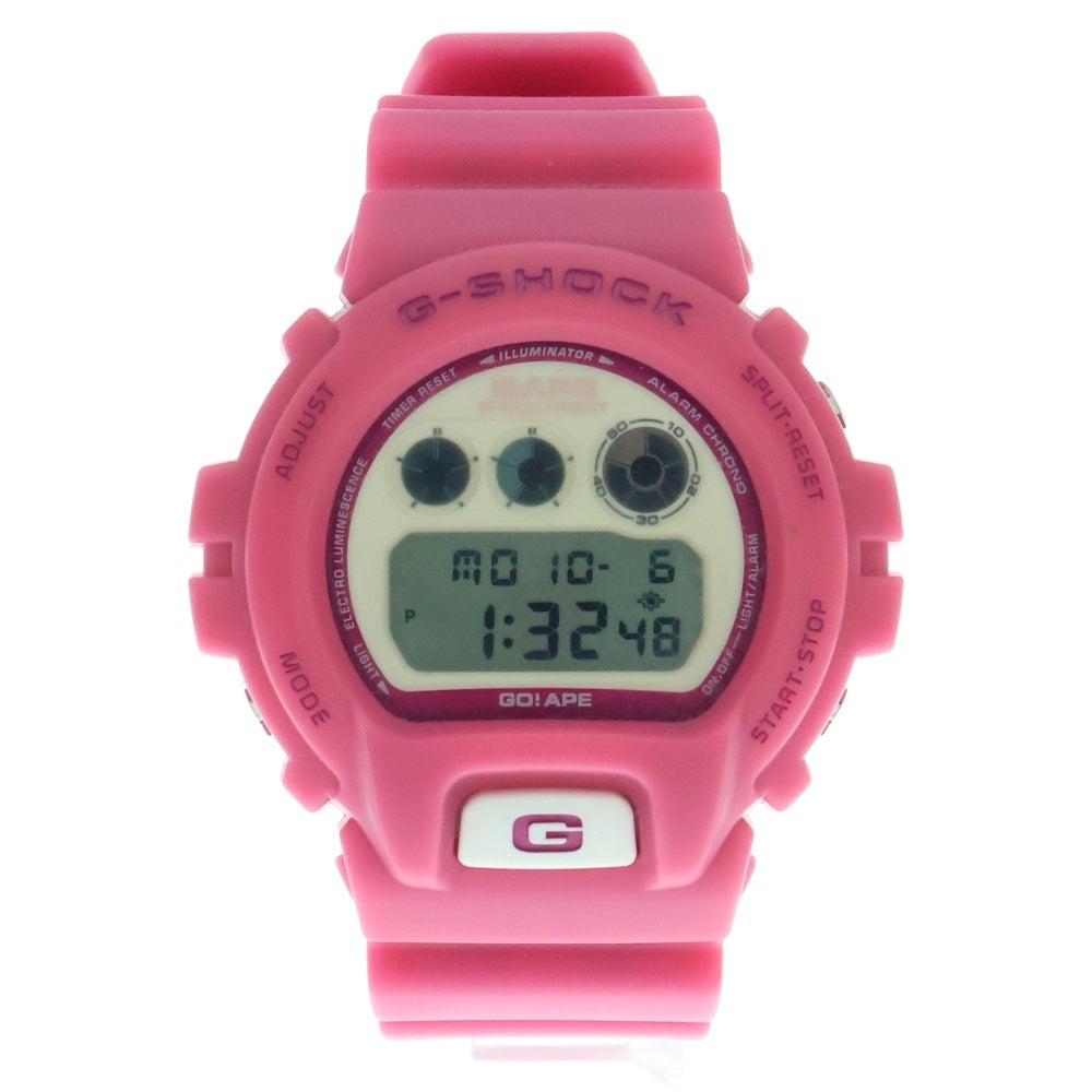 A BATHING APE(アベイシングエイプ) ×G-SHOCK Watch DW-6900 NFS限定1000本 ナンバリング エイプヘッドEL ウォッチ 腕時計 クォーツ ピンク