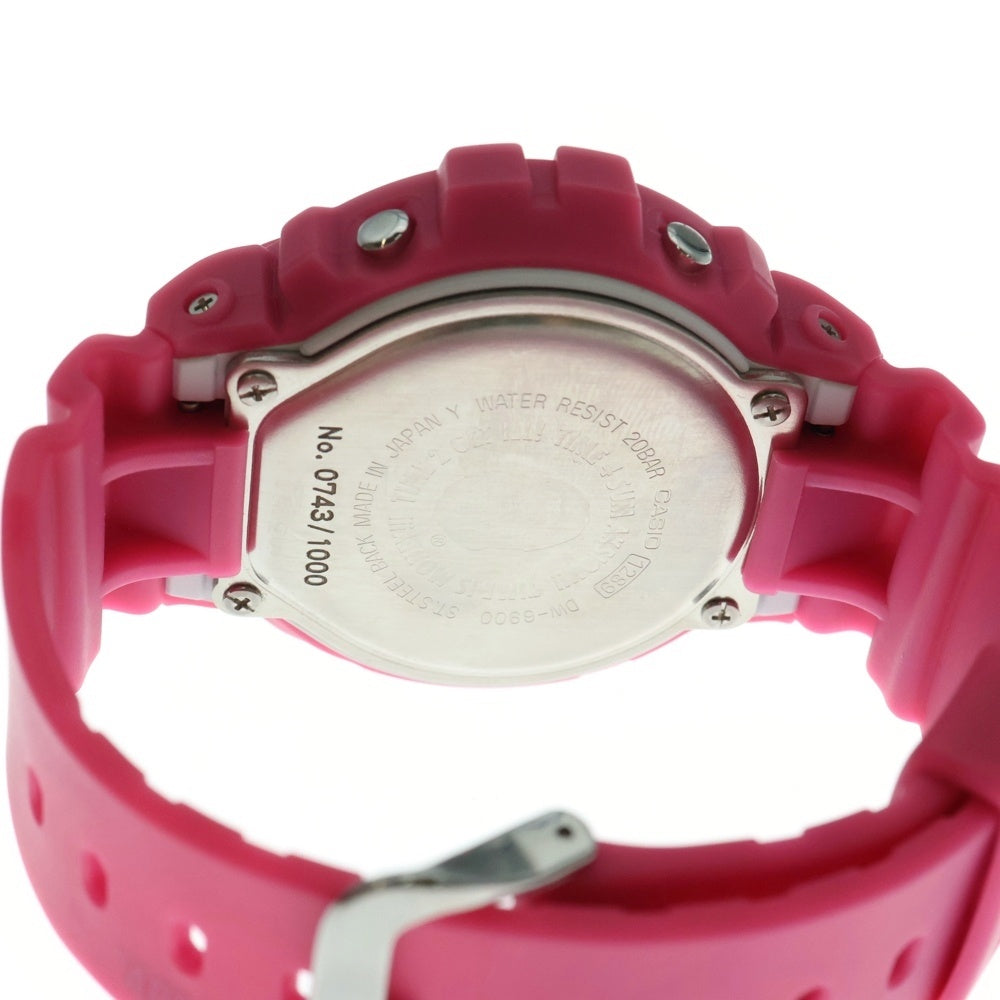 A BATHING APE(アベイシングエイプ) ×G-SHOCK Watch DW-6900 NFS限定1000本 ナンバリング エイプヘッドEL ウォッチ 腕時計 クォーツ ピンク