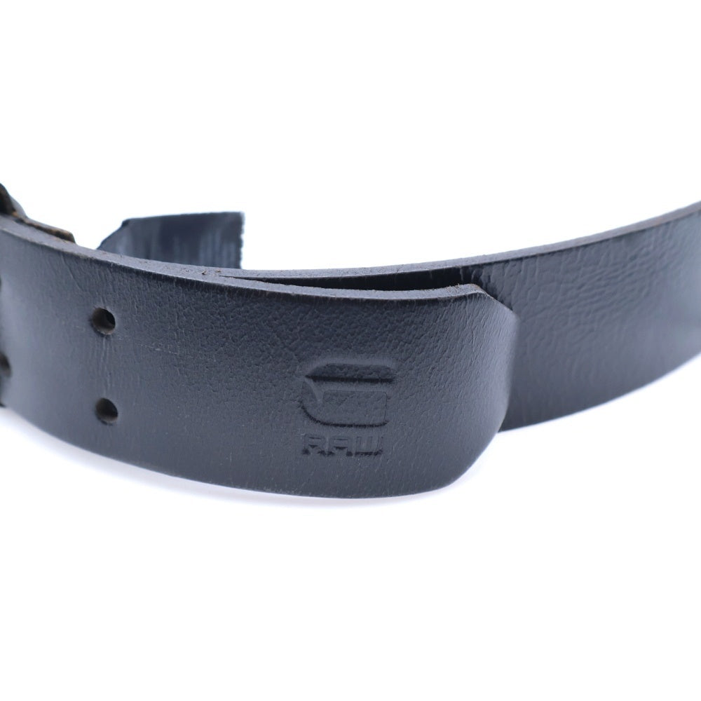 G-STAR RAW(ジースターロウ) RAW LEATHER Belt ロゴ バックル レザーベルト ブラック/シルバー